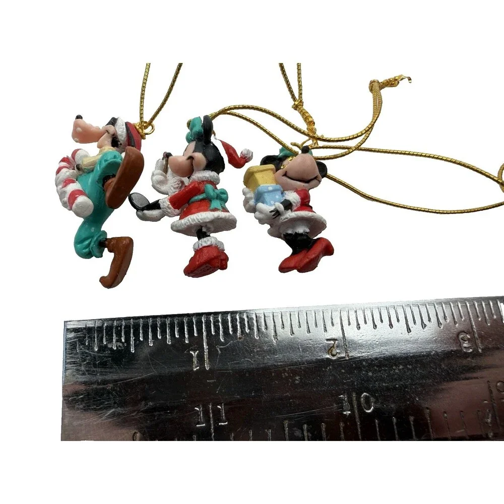 Vintage Disney Mickey Minnie Goofy Christmas Ornaments Lot 3 Resin Holiday Decor